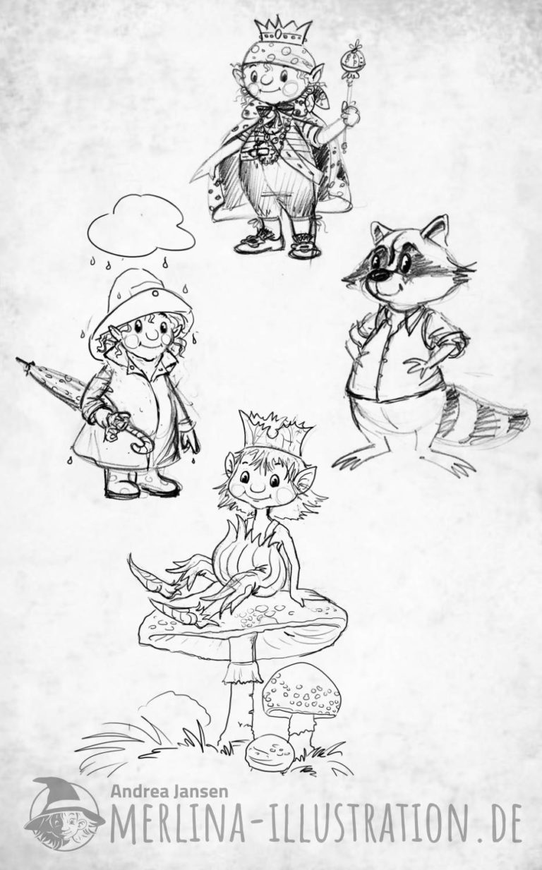 Entwürfe verschiedener Lillifee Charaktere